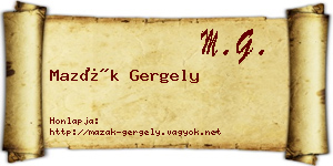 Mazák Gergely névjegykártya