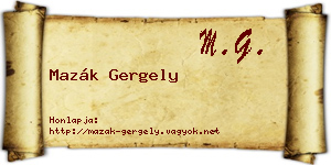 Mazák Gergely névjegykártya